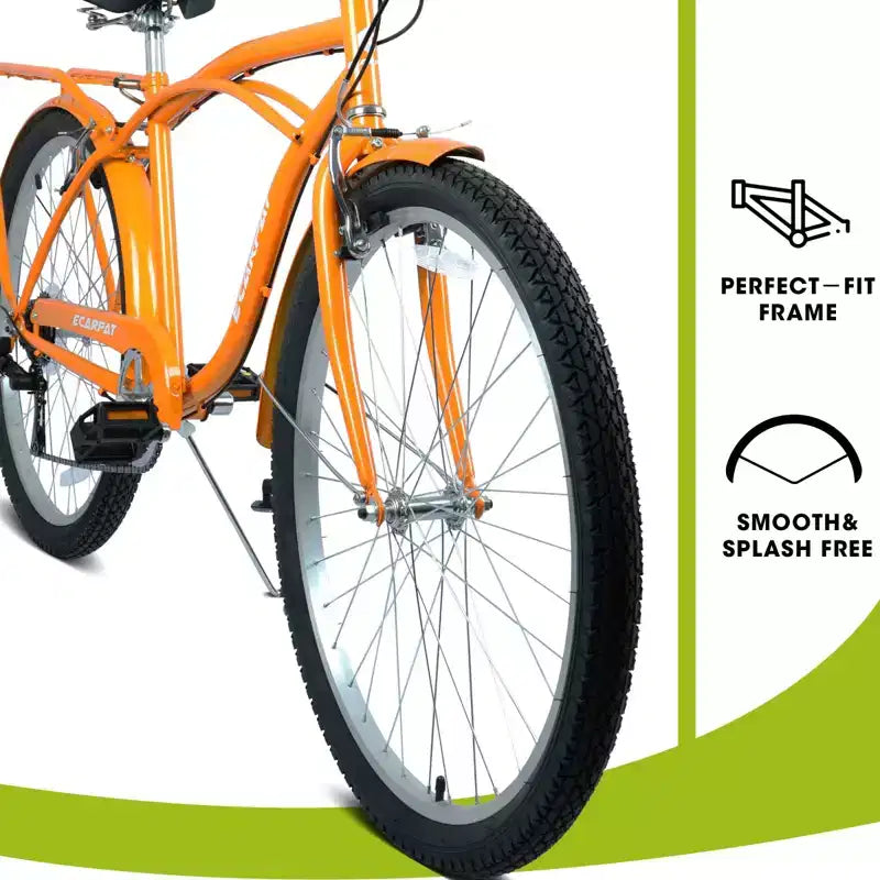 NAYSAYE 26 Inch 7 Speed Beach Cruiser Bike for Men and Women with High Tensile Steel Frame and Alloy Wheels, Gold, 67.8*42.51*28.74