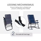 3 Piece Outdoor Patio Furniture Set with Glass Coffee Table & 2 Folding Padded Rocking Chairs, Bistro Style for Porch, Camping, Balcony