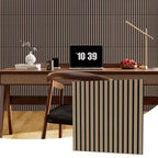 Acoustic Wooden Wall Panels 3D 23.6x23.6 Sound Absorbing Decorative Tiles Noise Reduction Modern Slat Design for Home Theater Office Studio Bedroom