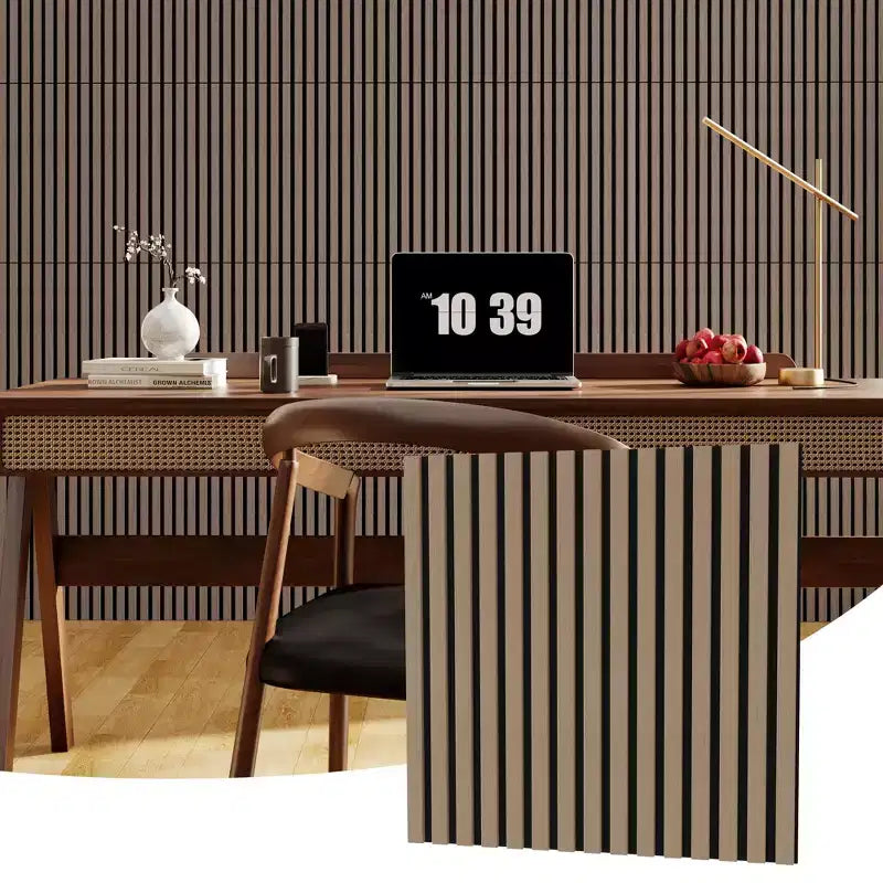 Acoustic Wooden Wall Panels 3D 23.6x23.6 Sound Absorbing Decorative Tiles Noise Reduction Modern Slat Design for Home Theater Office Studio Bedroom