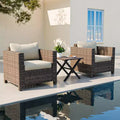 EAGLE PEAK 3 PCS Wide-Woven Wicker Patio Bistro Set, Outdoor Armchairs & Side Table, Weather Resistant Furniture Set, Brown/Beige