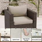 EAGLE PEAK 3 PCS Wide-Woven Wicker Patio Bistro Set, Outdoor Armchairs & Side Table, Weather Resistant Furniture Set, Brown/Beige