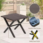 EAGLE PEAK 3 PCS Wide-Woven Wicker Patio Bistro Set, Outdoor Armchairs & Side Table, Weather Resistant Furniture Set, Brown/Beige