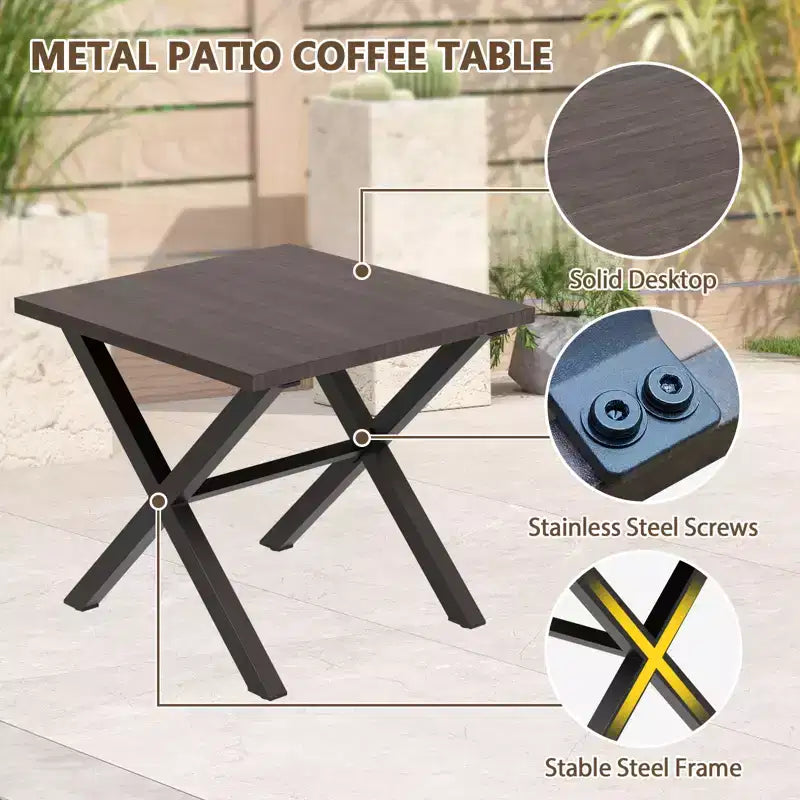 EAGLE PEAK 3 PCS Wide-Woven Wicker Patio Bistro Set, Outdoor Armchairs & Side Table, Weather Resistant Furniture Set, Brown/Beige