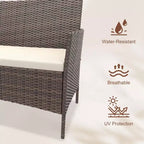 4-Piece Patio Furniture Set | Black | Outdoor Wicker Furniture with Coffee Table | Rattan Chairs Conversation Set | Weather-Resistant