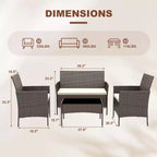 4-Piece Patio Furniture Set | Black | Outdoor Wicker Furniture with Coffee Table | Rattan Chairs Conversation Set | Weather-Resistant