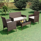 4-Piece Patio Furniture Set | Black | Outdoor Wicker Furniture with Coffee Table | Rattan Chairs Conversation Set | Weather-Resistant