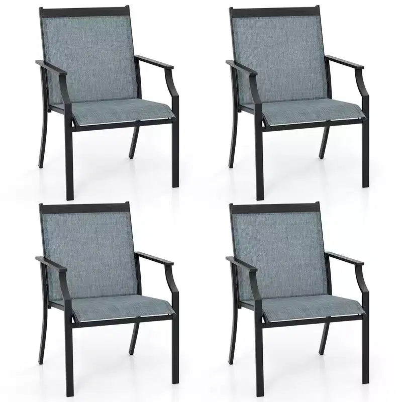 Costway Set of 4 Patio Dining Chairs Outdoor Armchairs w/ Sturdy Metal Frame