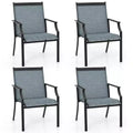 Costway Set of 4 Patio Dining Chairs Outdoor Armchairs w/ Sturdy Metal Frame