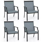 Costway Set of 4 Patio Dining Chairs Outdoor Armchairs w/ Sturdy Metal Frame