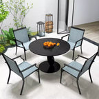 Costway Set of 4 Patio Dining Chairs Outdoor Armchairs w/ Sturdy Metal Frame