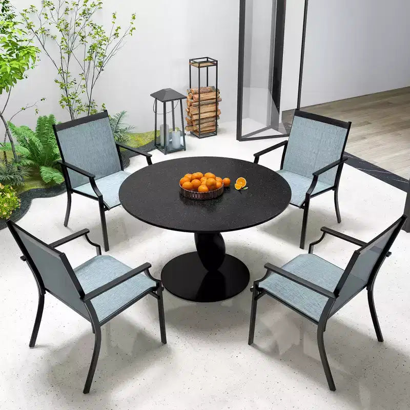 Costway Set of 4 Patio Dining Chairs Outdoor Armchairs w/ Sturdy Metal Frame