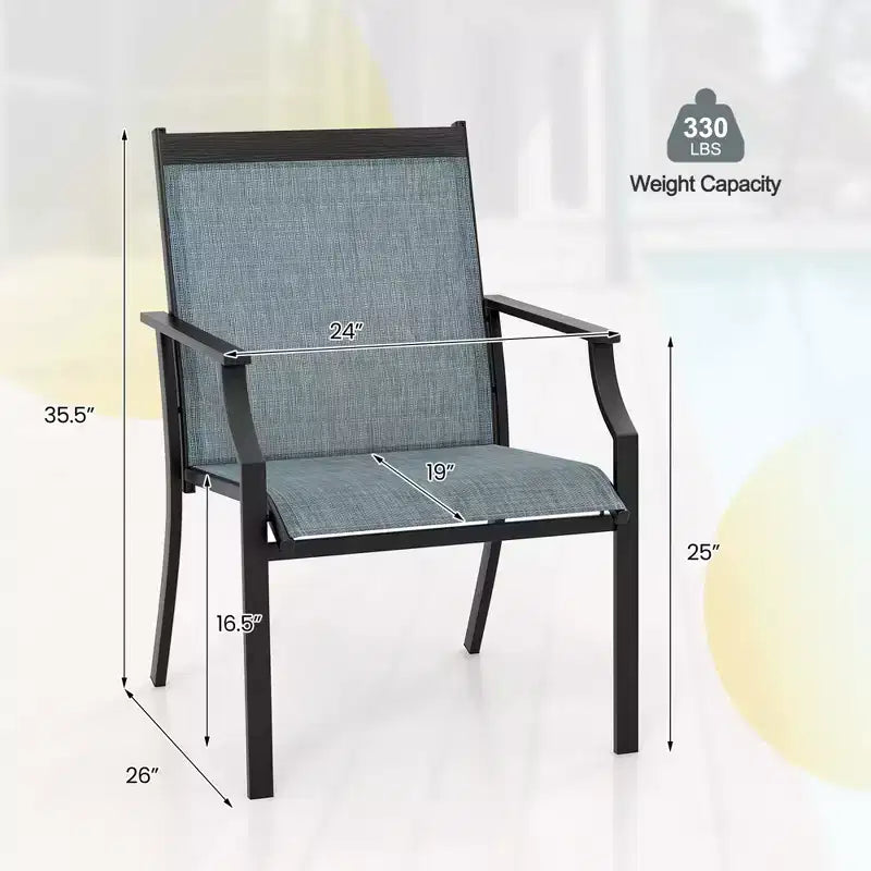 Costway Set of 4 Patio Dining Chairs Outdoor Armchairs w/ Sturdy Metal Frame
