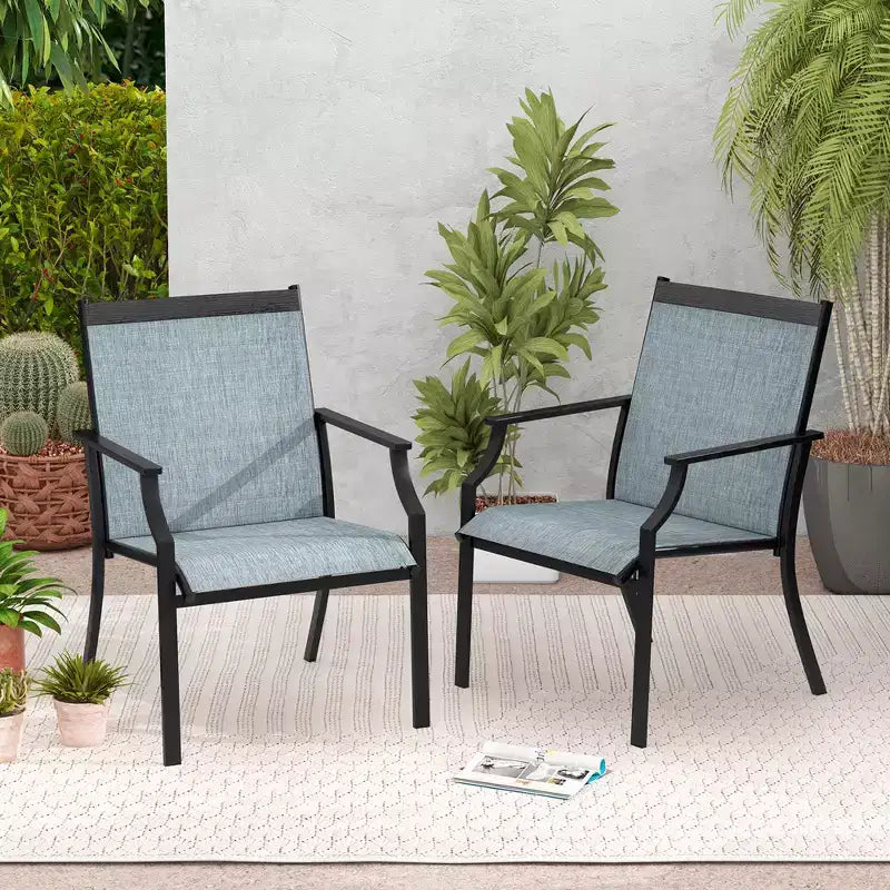 Costway Set of 4 Patio Dining Chairs Outdoor Armchairs w/ Sturdy Metal Frame