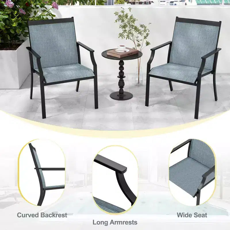 Costway Set of 4 Patio Dining Chairs Outdoor Armchairs w/ Sturdy Metal Frame