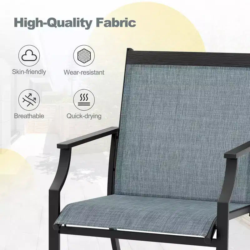 Costway Set of 4 Patio Dining Chairs Outdoor Armchairs w/ Sturdy Metal Frame
