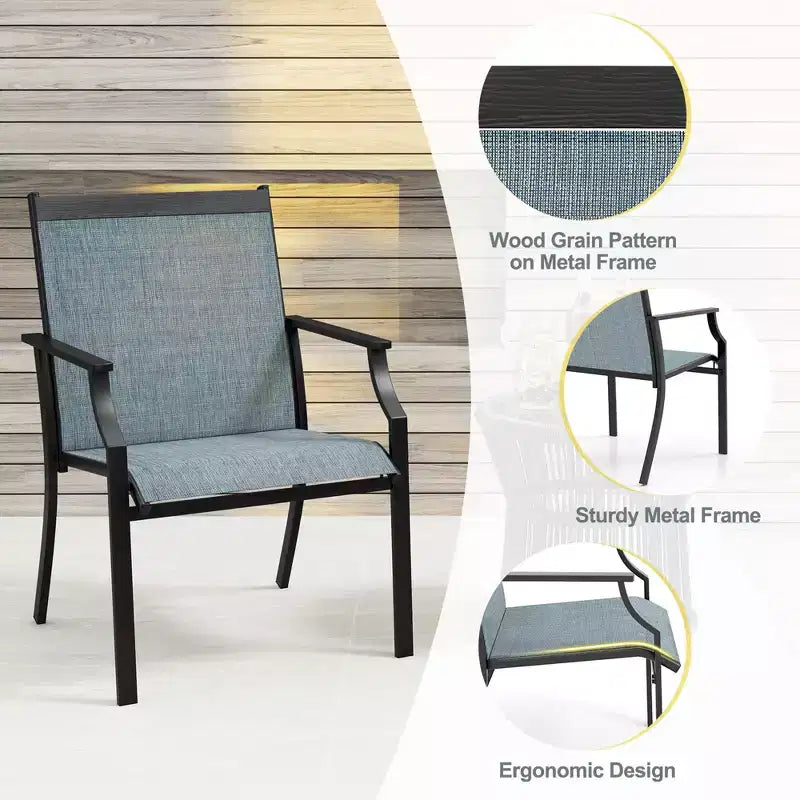 Costway Set of 4 Patio Dining Chairs Outdoor Armchairs w/ Sturdy Metal Frame