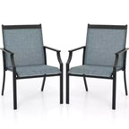 Costway Set of 4 Patio Dining Chairs Outdoor Armchairs w/ Sturdy Metal Frame