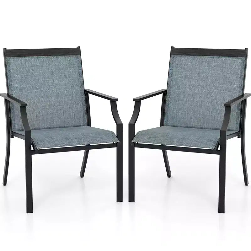 Costway Set of 4 Patio Dining Chairs Outdoor Armchairs w/ Sturdy Metal Frame