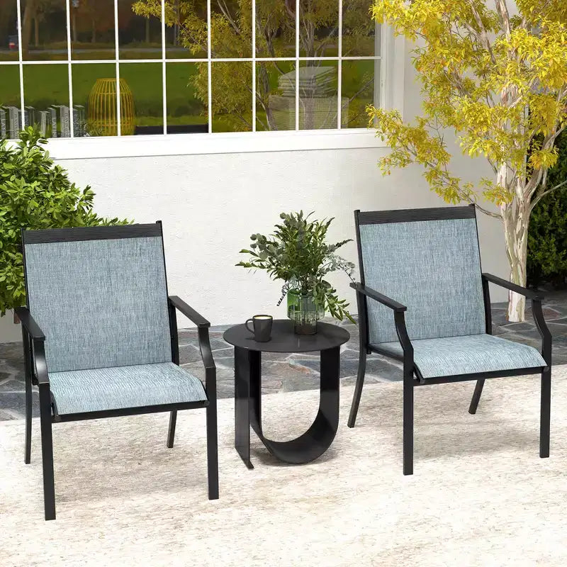 Costway Set of 4 Patio Dining Chairs Outdoor Armchairs w/ Sturdy Metal Frame