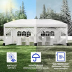 Heavy Duty Pop Up Canopy Tent 10x20 FT with 6 Sidewalls, Waterproof Commercial Gazebo, Adjustable Party Tent