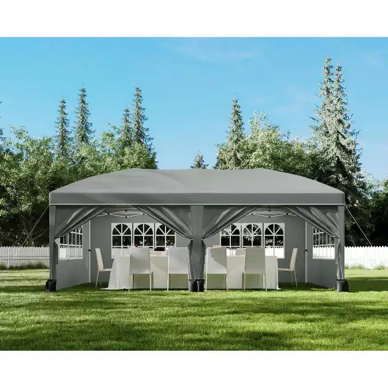 Heavy Duty Pop Up Canopy Tent 10x20 FT with 6 Sidewalls, Waterproof Commercial Gazebo, Adjustable Party Tent