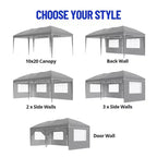 Heavy Duty Pop Up Canopy Tent 10x20 FT with 6 Sidewalls, Waterproof Commercial Gazebo, Adjustable Party Tent