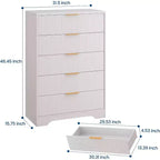 5 Drawers Tall Dresser, Modern Wood Chest of Drawers with Smooth Slides & Gold Metal Handles, 31.5 Storage Cabinet for Bedroom,Living Room,Entryway