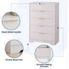 5 Drawers Tall Dresser, Modern Wood Chest of Drawers with Smooth Slides & Gold Metal Handles, 31.5 Storage Cabinet for Bedroom,Living Room,Entryway