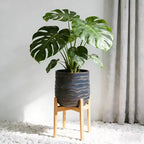 Large Round Planters Set of 2, 16x16 & 12x11, Lightweight Magnesium Oxide, Concrete Texture, Indoor Outdoor