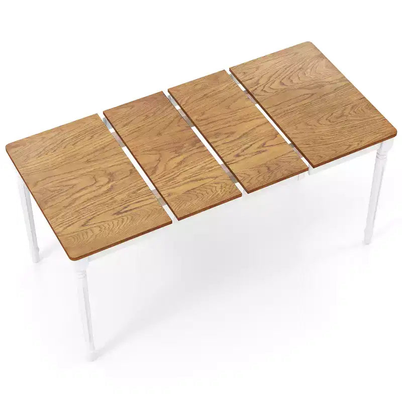 Costway Extendable Dining Table Folding Kitchen Table for 4-8 People w/ Rubber Wood Legs