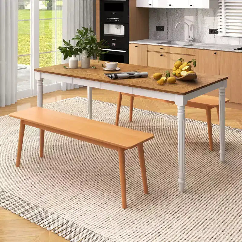 Costway Extendable Dining Table Folding Kitchen Table for 4-8 People w/ Rubber Wood Legs