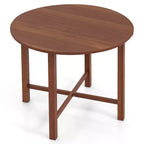 Costway 36 Foldable Kitchen Table Round Dining Table w/Solid Rubber Wood Legs