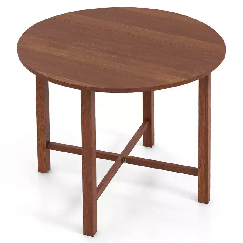Costway 36 Foldable Kitchen Table Round Dining Table w/Solid Rubber Wood Legs