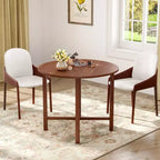 Costway 36 Foldable Kitchen Table Round Dining Table w/Solid Rubber Wood Legs