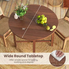 Costway 36 Foldable Kitchen Table Round Dining Table w/Solid Rubber Wood Legs