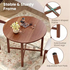 Costway 36 Foldable Kitchen Table Round Dining Table w/Solid Rubber Wood Legs