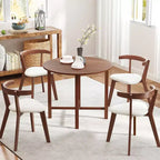 Costway 36 Foldable Kitchen Table Round Dining Table w/Solid Rubber Wood Legs
