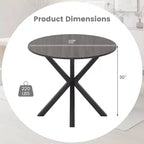 Costway 36 Round Farmhouse Dining Table for 4 w/Stable Intersecting Pedestal Base Black