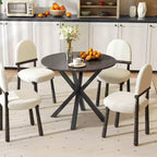 Costway 36 Round Farmhouse Dining Table for 4 w/Stable Intersecting Pedestal Base Black