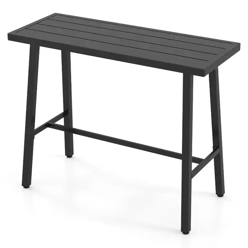 Costway Metal Frame Rectangle Dining Table Accommodates 4-6 People w/ Foot Pedal