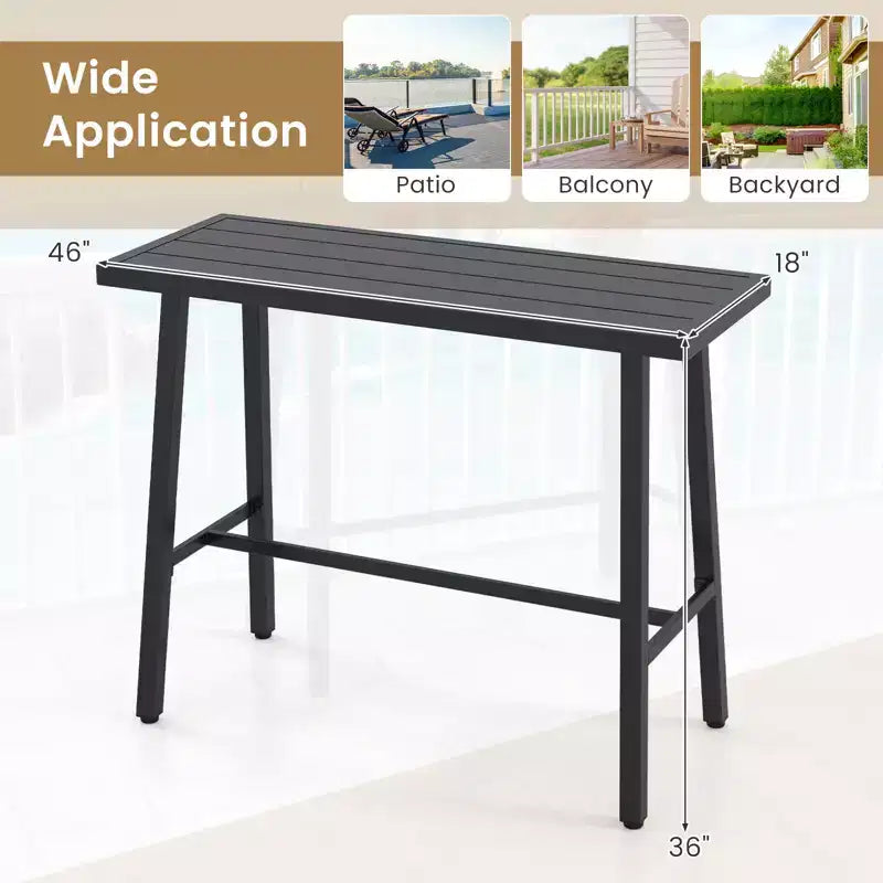 Costway Metal Frame Rectangle Dining Table Accommodates 4-6 People w/ Foot Pedal