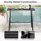 Costway Metal Frame Rectangle Dining Table Accommodates 4-6 People w/ Foot Pedal