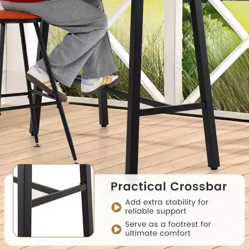 Costway Metal Frame Rectangle Dining Table Accommodates 4-6 People w/ Foot Pedal