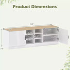 Costway 2-Door Shoe Bench wirh Adjustable Shelves Hidden Storage Space Natural + White/Whi5te
