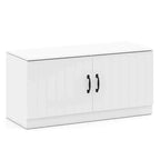 Costway 2-Door Shoe Bench wirh Adjustable Shelves Hidden Storage Space Natural + White/Whi5te