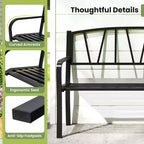 Costway 50.5 Patio Metal Bench w/ Curved Armrests & Minimalist Backrest for Backyard