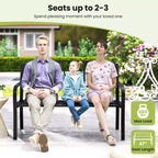 Costway 50.5 Patio Metal Bench w/ Curved Armrests & Minimalist Backrest for Backyard