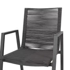 Outdoor Modern Aluminum Dining Chair with Rope Seat (Set of 2), Gray and Dark Gray