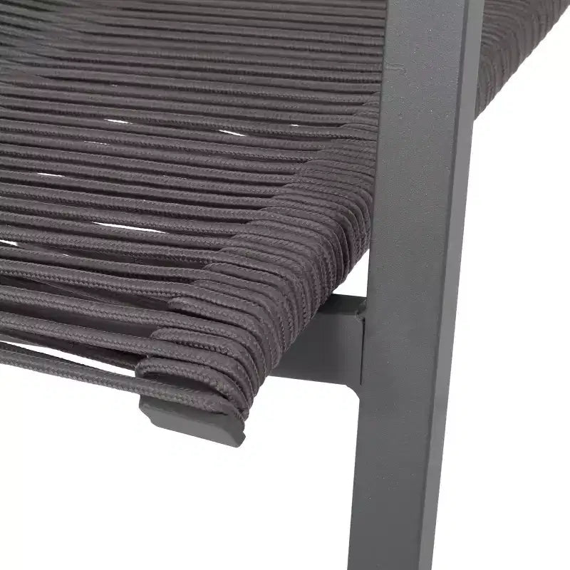 Outdoor Modern Aluminum Dining Chair with Rope Seat (Set of 2), Gray and Dark Gray